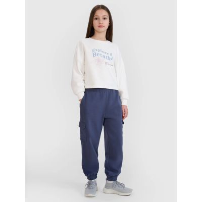 3. Bluza dresowa nierozpinana bez kaptura dziewczęca 4F 4FJWSS25TSWSF1483-11S