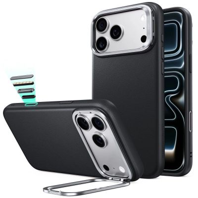Etui ESR Leather Kickstand MagSafe na iPhone 18 Pro / 17 Pro - czarne
