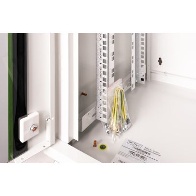 15. Digitus Szafa sieciowa wisząca Unique 19" 12U rack 600x450, drzwi szyba, szary, niedzielona, złożona, 100kg