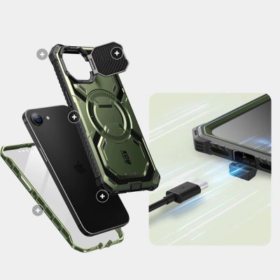 4. Etui Supcase IBLSN Armorbox Mag MagSafe na iPhone 16e / 17e- oliwkowe