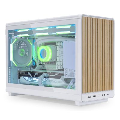 5. Obudowa PC Lian Li DAN A3-mATX Wood Edition, Szkło hartowane, Micro-ATX - Buk, biała