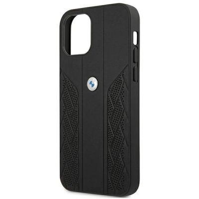 6. Etui BMW Leather Curve Perforate na iPhone 12 Pro Max - czarne