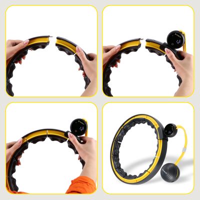 12. HHM21 HULA HOP BLACK/YELLOW Z MAGNESAMI, WYPUSTKAMI TPE I OBCIĄŻNIKIEM + LICZNIK HMS
