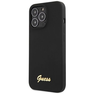 2. Etui Guess Silicone Script Gold Logo na iPhone 13 Pro Max - czarne