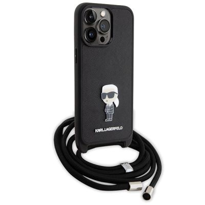 3. Etui Karl Lagerfeld Crossbody Saffiano Monogram Metal Pin Karl & Choupette na iPhone 15 Pro Max - czarne