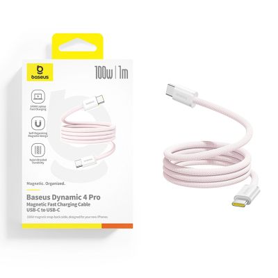 4. Kabel Baseus Dynamic 4 Pro 100W USB-C - USB-C 1m - różowy