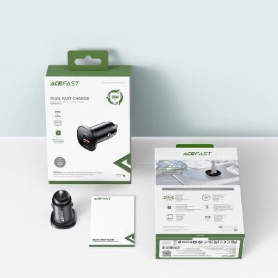 15. Acefast ładowarka samochodowa 38W USB Typ C / USB, PPS, Power Delivery, Quick Charge 3.0, AFC, FCP czarny (B1 black)