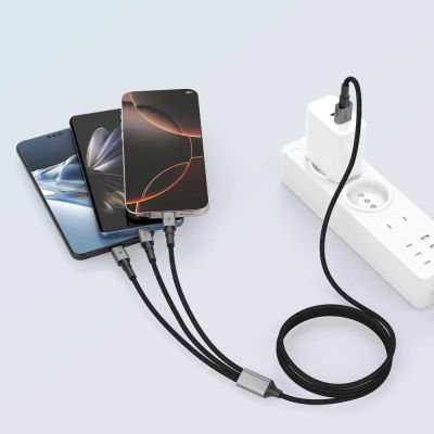 5. Kabel Tech-Protect UltraBoost DNA 3w1 USB-C / Micro-USB / Lightning 120 cm - szary