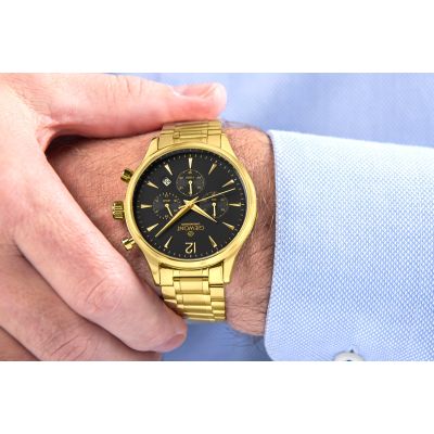 4. Zegarek Męski Giewont Chronograph Sapphire Złoto Czarny GW6310-B4