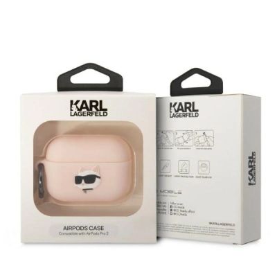 4. Etui Karl Lagerfeld Silicone Choupette Head 3D na AirPods Pro 2 - różowe