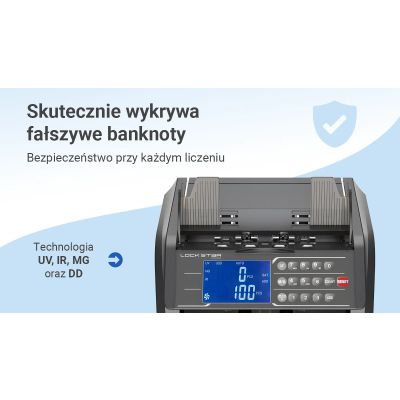 10. Profesjonalna liczarka nominałowa do banknotów Extralink LockStar MG X-600 UV, IR