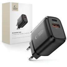 Ładowarka sieciowa Tech-Protect NCA65W-GAN PD 65W / QC3.0 2-Porty - czarna