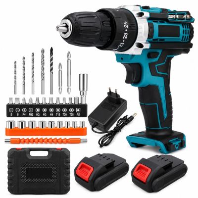 Extralink Tools | Wiertarko-wkrętarka akumulatorowa | niebieska + 2 akumulatory