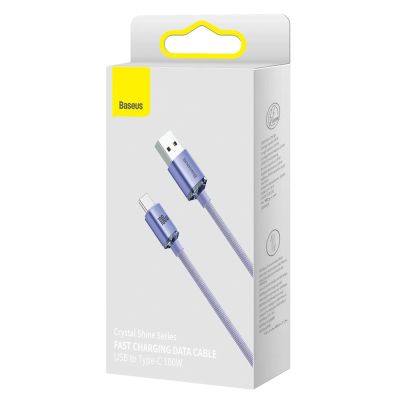 5. Baseus Crystal Shine Series kabel przewód USB do szybkiego ładowania i transferu danych USB Typ A - USB Typ C 100W 2m fioletowy (CAJY000505)