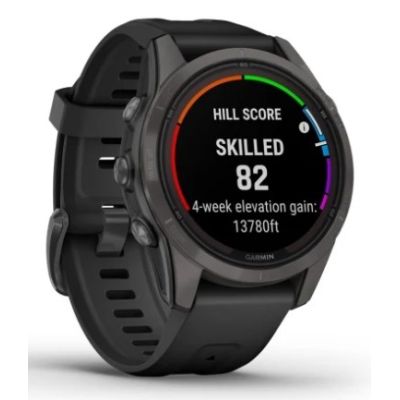 3. Zegarek Garmin Fenix 7S Pro 42mm Sapphire Solar szary tytanowy DLC z czarnym paskiem