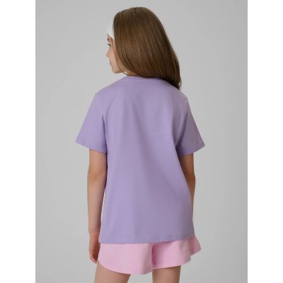 2. T-shirt regular z nadrukiem dziewczęcy 4F 4FJRAW26TTSHF4240-52S