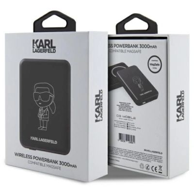5. Powerbank indukcyjny Karl Lagerfeld Ikonik MagSafe 5W 3000mAh - czarny