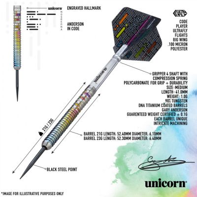 12. Rzutki steel tip Unicorn CODE GARY ANDERSON 90%