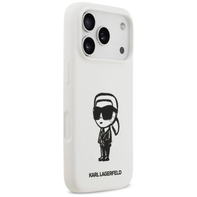 4. Etui Karl Lagerfeld Silicone Karl Sketch & Logo MagSafe na iPhone 17 Pro - białe