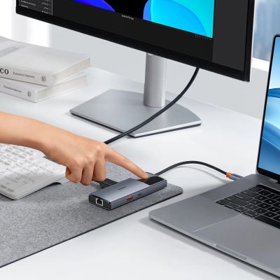 9. HUB USB 6w1 Baseus Metal Gleam Series II USB-A/USB-C/USB-C PD/HDMI/RJ45 - czarny