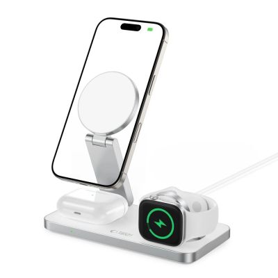 2. Ładowarka indukcyjna Tech-Protect QI15W-A47 MagSafe 3w1 + kabel USB-C - biała