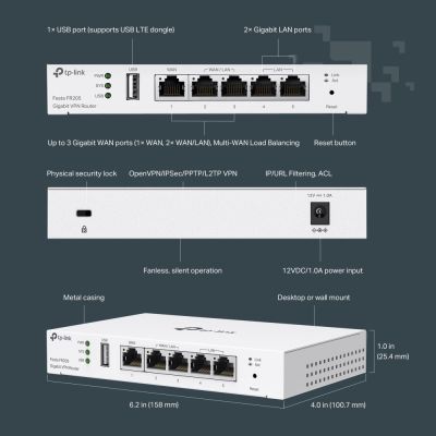 8. TP-Link Festa FR205 ruter 10 Gigabit Ethernet, 100 Gigabit Ethernet, Gigabit Ethernet Biały