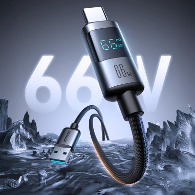2. Kabel Joyroom S-A16 Pro Prism Series 66W USB-A - USB-C z wyświetlaczem 1,2m - czarny