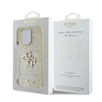 8. Etui Guess Fixed Glitter Big 4G na iPhone 16 Pro - złote