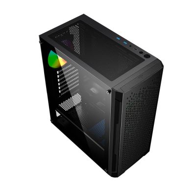 2. GEMBIRD OBUDOWA FORNAX 400X MIDI-TOWER (2X USB 3.0, 1X USB 2.0, HD AUDIO, SZKLANY PANEL BOCZNY, PODŚWIETLENIE ARGB) CZARNA