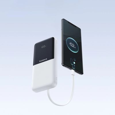 13. Powerbank Baseus Lipow 10000mAh 22,5W z dwoma wbudowanymi kablami (z kablem Baseus Simple USB-A - USB-C 3A 20cm) - biały
