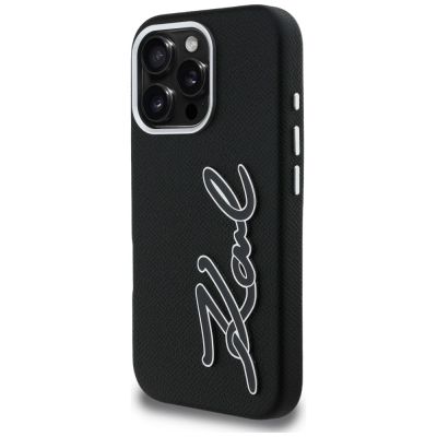 2. Etui Karl Lagerfeld FW Grained Signature Logo na iPhone 16 Pro Max - czarne