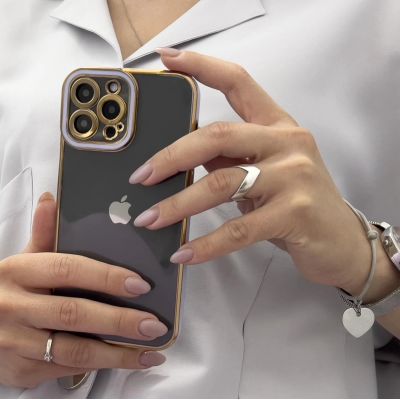5. Fashion Case etui do Samsung Galaxy A12 5G żelowy pokrowiec ze złotą ramką biały