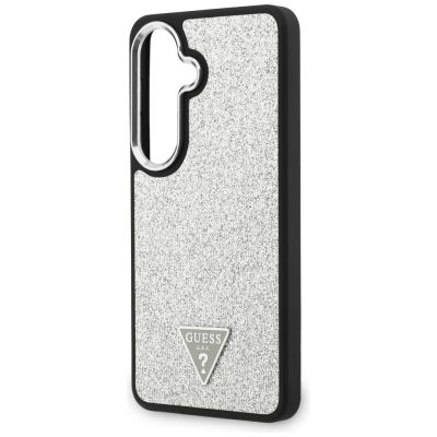 6. Etui Guess Fixed Glitter Triangle MagSafe na Samsung Galaxy S26 - srebrne