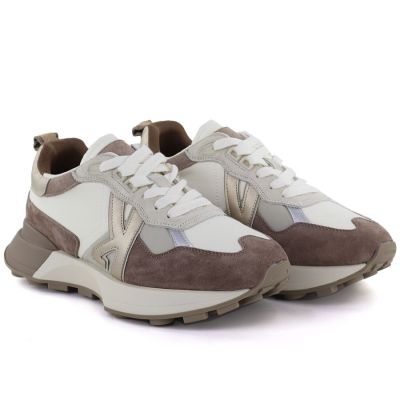 4. Skórzane półbuty damskie sportowe beżowe Kobbo 66954