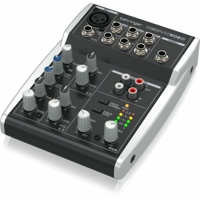 4. Behringer 502S - 5-kanałowy kompaktowy mikser analogowy z interfejsem USB zaprojektowany specjalnie do obsługi podcastów, streamowania oraz nagrywania w domu