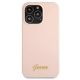 4. Etui Guess Silicone Script Gold Logo MagSafe na iPhone 13 Pro / iPhone 13 - jasnoróżowe