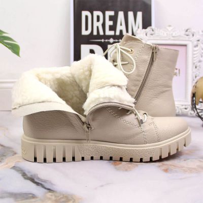 5. Trzewiki na platformie ocieplane Rieker W RKR279C beżowe