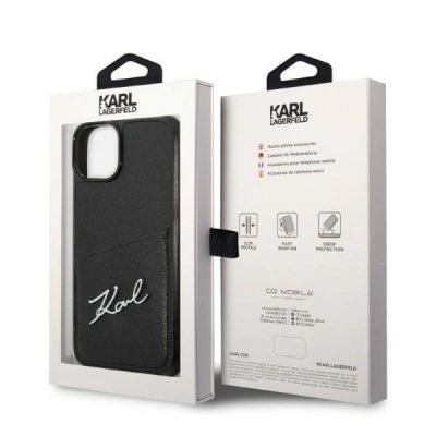 8. Etui Karl Lagerfeld Signature Logo Cardslot na iPhone 13 / 14 / 15 - czarne
