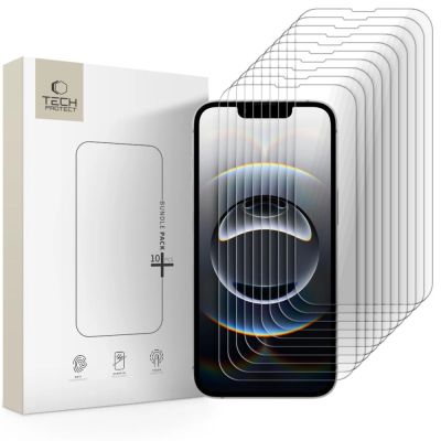 Szkło Hartowane Tech-Protect Bundle 10-pack na iPhone 13 / 13 Pro / 14 / 16e / 17e