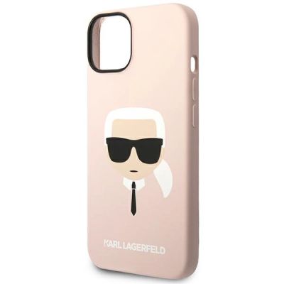 6. Etui Karl Lagerfeld Silicone Karl's Head MagSafe na iPhone 14 Plus - jasnoróżowe
