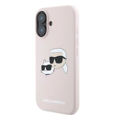 2. Etui Karl Lagerfeld Silicone nauble Heads Print MagSafe na iPhone 16 Plus - różowe