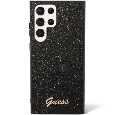 2. Etui Guess Glitter Script na Samsung Galaxy S23 Ultra - czarne