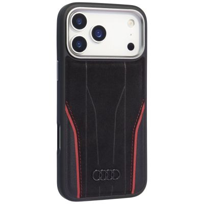 2. Etui Audi R8 Genuine Leather MagSafe do iPhone 17 Pro Max - czarno-czerwony