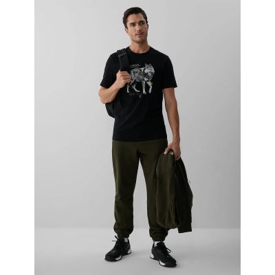 4. T-shirt regular z nadrukiem męski 4F 4FKAW26TTSHM4500-20S