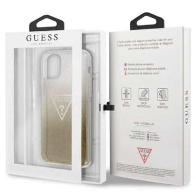 7. Etui Guess Glitter Triangle na iPhone 11 Pro Max - złote