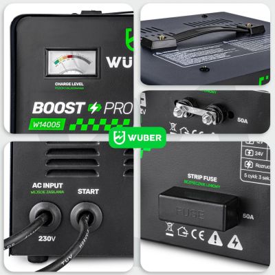 10. Prostownik akumulatorowy z rozruchem 40A 12V/24V W14005 WUBER