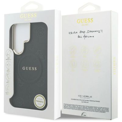 8. Etui Guess Saffiano Peony Embossed Ring MagSafe na Samsung Galaxy S26 Ultra - czarne