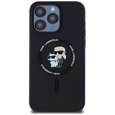 3. Etui Karl Lagerfeld Silicone Karl&Choupette Ring MagSafe na iPhone 15 Pro Max - czarne