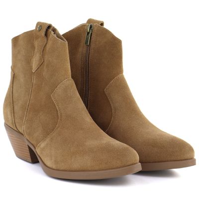 3. Skórzane botki damskie kowbojki camel Big Star TT274953