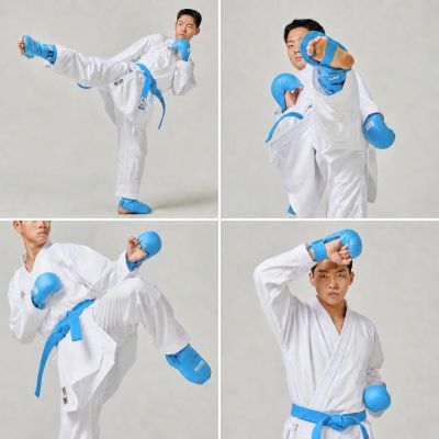 13. Ochraniacze piszczeli i stóp Karate WKF BLUE | MOOTO